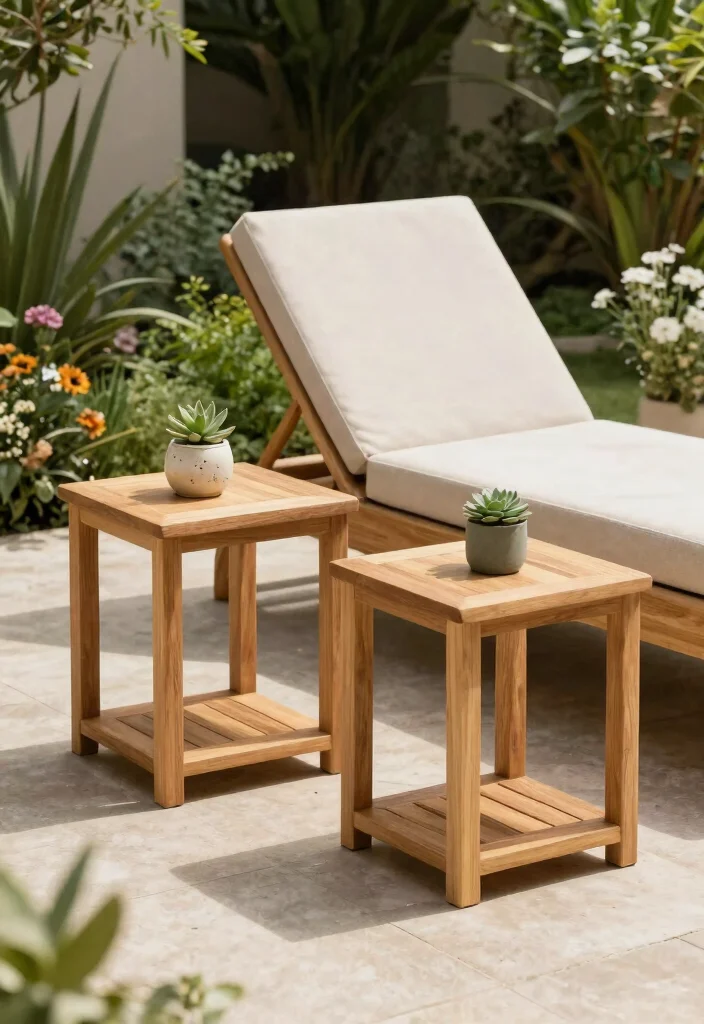 11 Timeless Teak Patio Furniture Ideas Built to Last 6. Versatile Teak Side Tables for Added Convenience 0