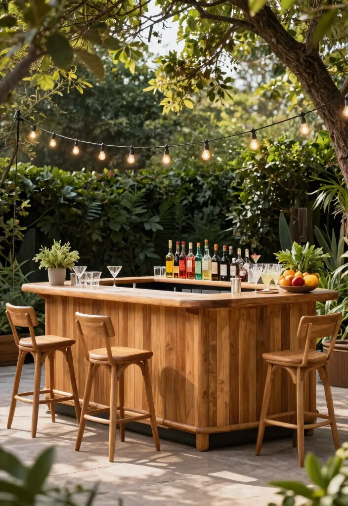 11 Timeless Teak Patio Furniture Ideas Built to Last 7. Teak Outdoor Bars for Entertaining 0