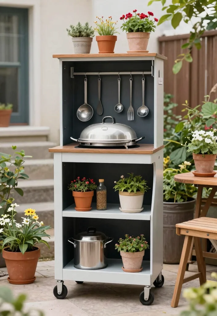 13 Awesome Weber Kettle Grill Cart Ideas DIY Builds 10. Compact Vertical Storage 0
