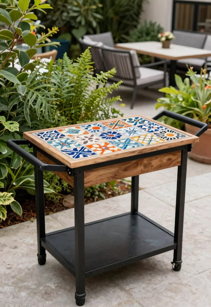 13 Awesome Weber Kettle Grill Cart Ideas DIY Builds 11. Stylish Tile Top Cart 0