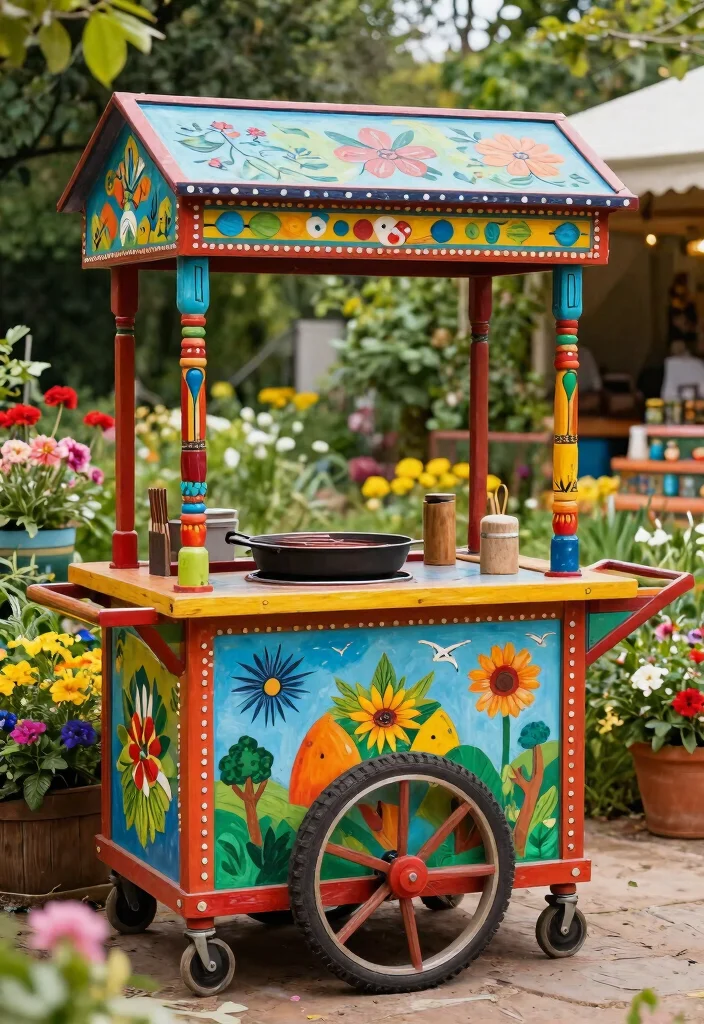 13 Awesome Weber Kettle Grill Cart Ideas DIY Builds 13. Artistic Display Cart 0