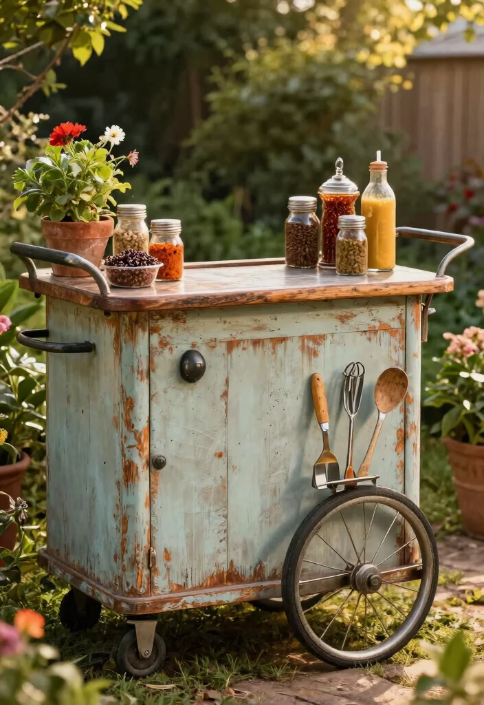 13 Awesome Weber Kettle Grill Cart Ideas DIY Builds 4. Vintage Cart Revival 0