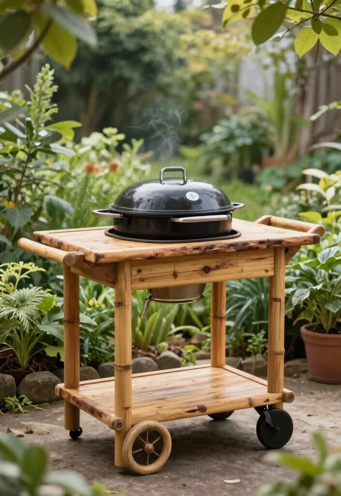 13 Awesome Weber Kettle Grill Cart Ideas DIY Builds 6. Eco Friendly Cart 0