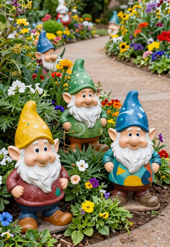 13 Beautiful Outdoor Garden Sculpture Inspiration Photos 6. Garden Gnomes with a Twist 0
