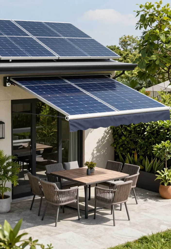 13 Best Deck Shade Ideas: Retractable Awning Designs 12 13 Best Deck Shade Ideas Retractable Awning Designs 12. Retractable Awning with Solar Panels 0