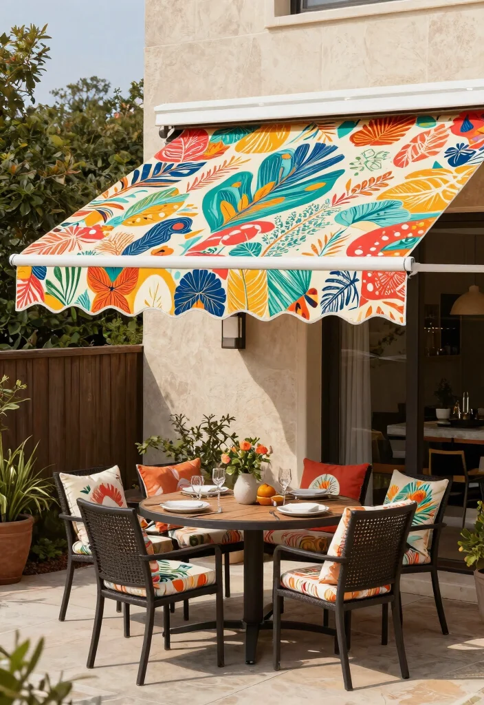 13 Best Deck Shade Ideas: Retractable Awning Designs 13 13 Best Deck Shade Ideas Retractable Awning Designs 13. Custom Printed Awning 0