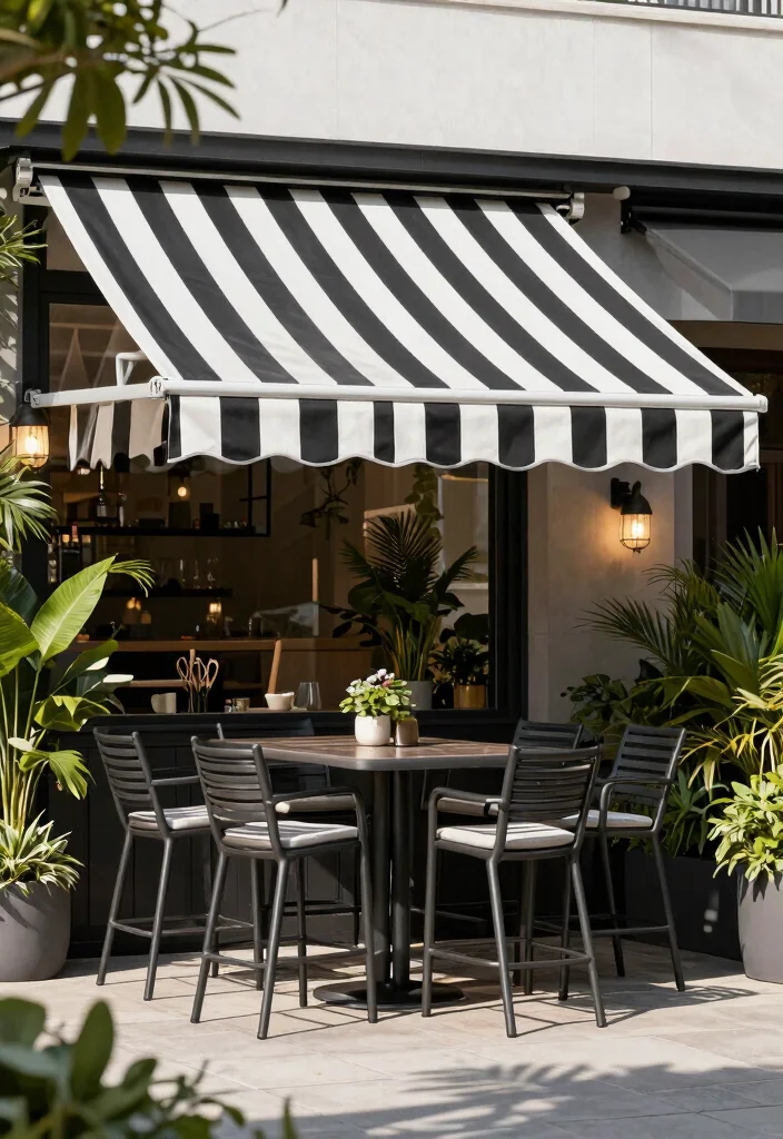 13 Best Deck Shade Ideas: Retractable Awning Designs 2 13 Best Deck Shade Ideas Retractable Awning Designs 2. Modern Striped Awning 0