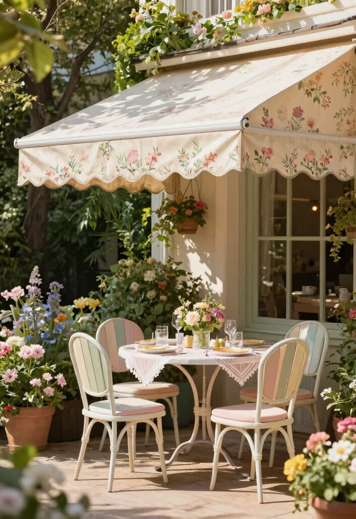 13 Best Deck Shade Ideas: Retractable Awning Designs 7 13 Best Deck Shade Ideas Retractable Awning Designs 7. Vintage Floral Awning 0
