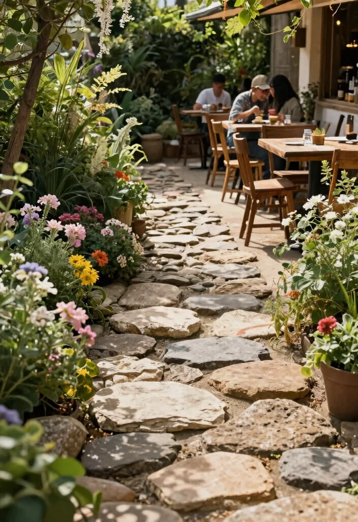 13 Best Landscape Edger Ideas Transforming Outdoor Cafes with Stone and Metal 1. Rustic Stone Edging for a Cozy Vibe 0
