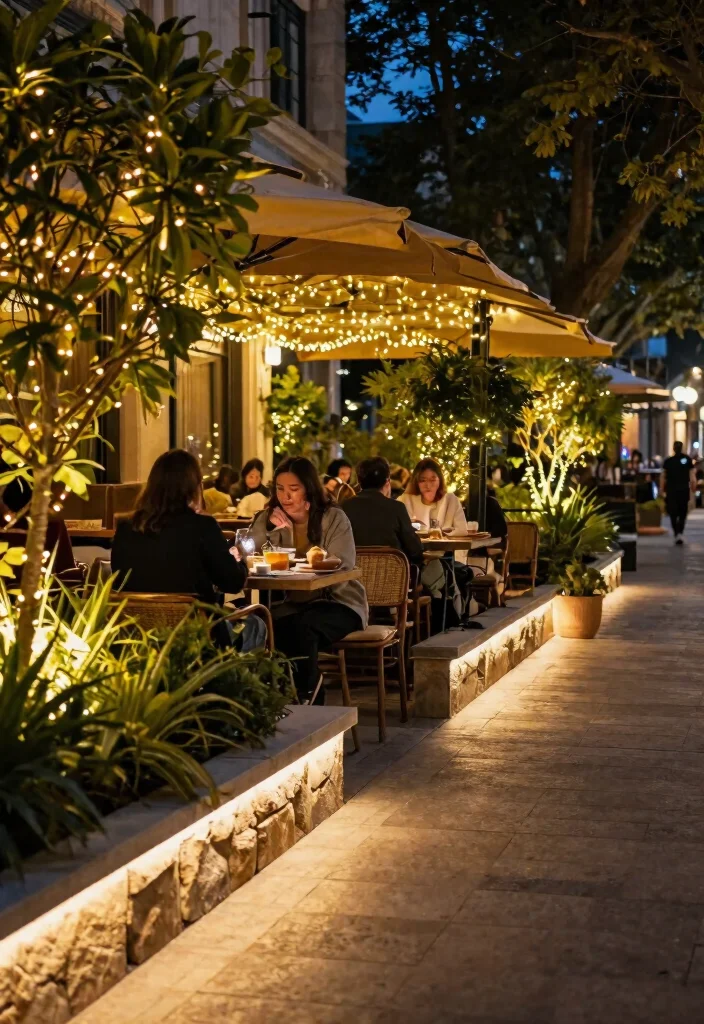 13 Best Landscape Edger Ideas Transforming Outdoor Cafes with Stone and Metal 10. Edging with Built in Lighting for Evening Charm 0