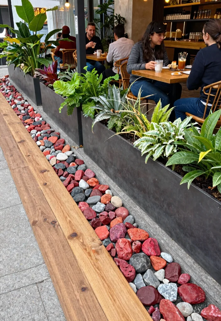 13 Best Landscape Edger Ideas Transforming Outdoor Cafes with Stone and Metal 11. Mixed Material Edging for Unique Texture 0
