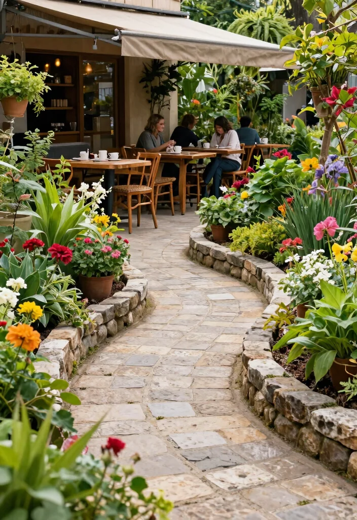 13 Best Landscape Edger Ideas Transforming Outdoor Cafes with Stone and Metal 3. Curved Stone Edging for Softness 0