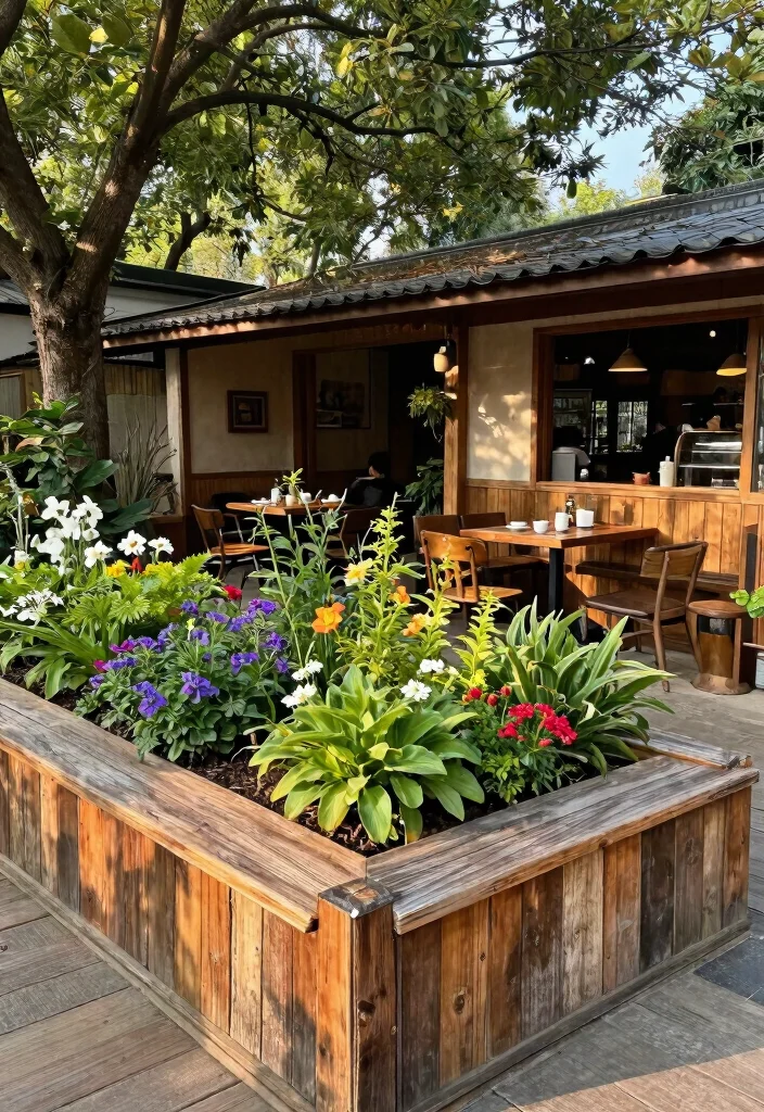 13 Best Landscape Edger Ideas Transforming Outdoor Cafes with Stone and Metal 6. Eco Friendly Options with Reclaimed Wood Edging 0