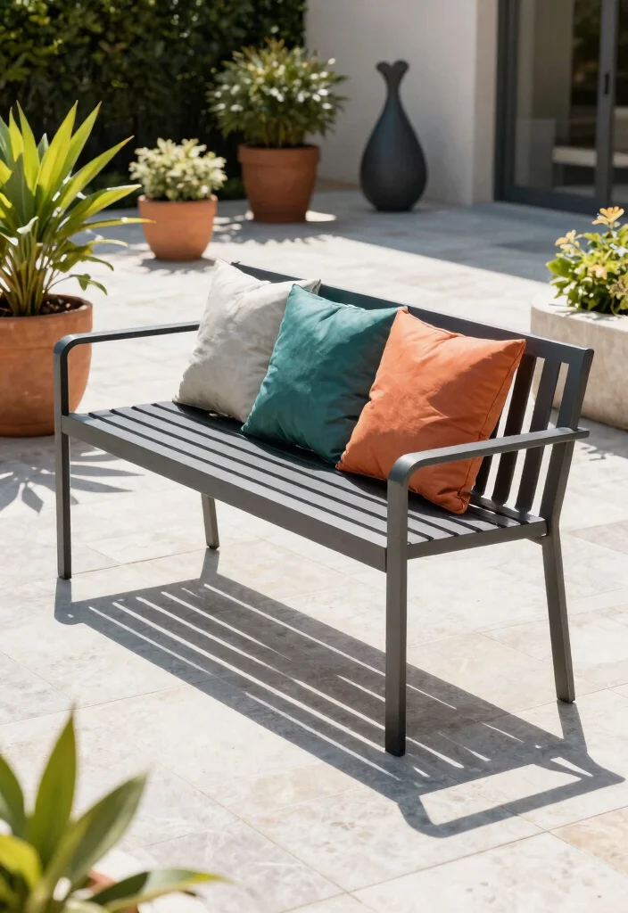 13 Best Patio Bench Ideas for Your Backyard Seating Layouts 2 13 Best Patio Bench Ideas for Your Backyard Seating Layouts 2. Contemporary Metal Bench 0