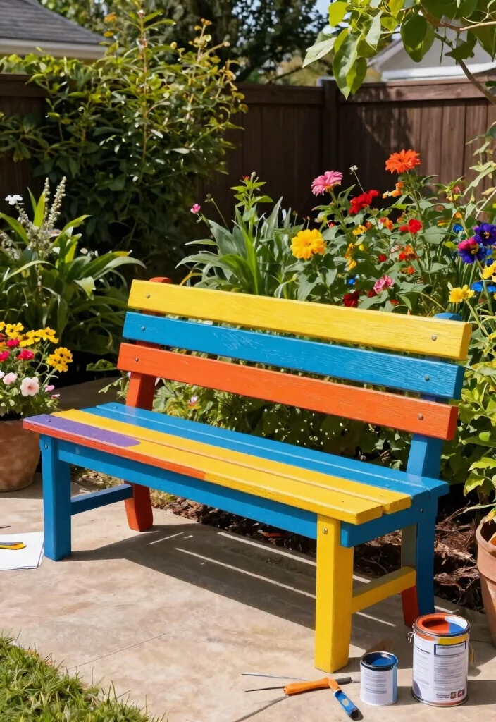 13 Best Patio Bench Ideas for Your Backyard Seating Layouts 9 13 Best Patio Bench Ideas for Your Backyard Seating Layouts 9. Colorful DIY Bench 0