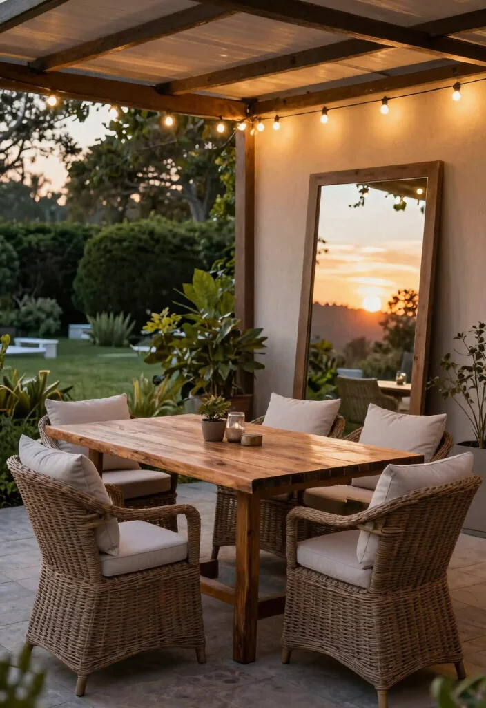 13 Classic Wicker Patio Furniture Ideas for Porches 2. Elegant Dining Set 0