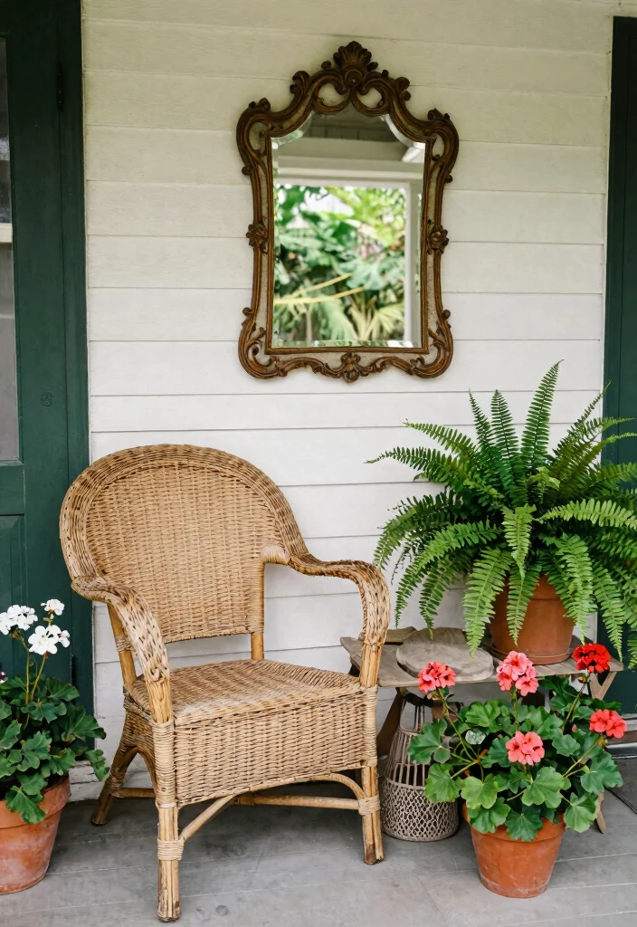 13 Classic Wicker Patio Furniture Ideas for Porches 5. Vintage Flair 0