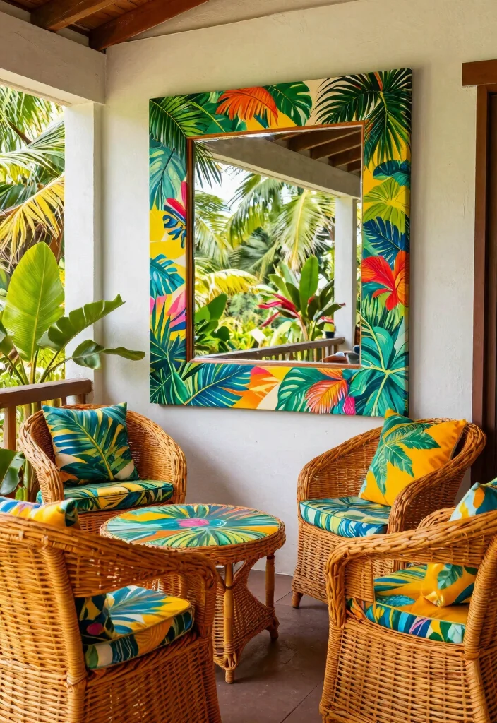 13 Classic Wicker Patio Furniture Ideas for Porches 8. Tropical Escape 0