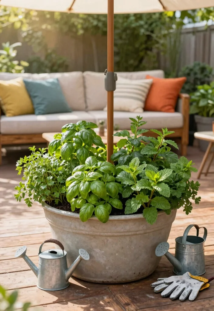 13 Clever Umbrella Base Planter Ideas Hide the Stand 1. Herb Garden Delight 0