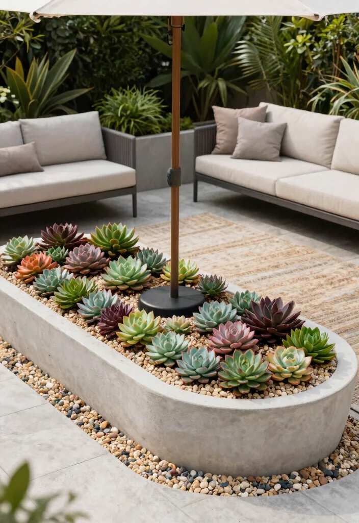 13 Clever Umbrella Base Planter Ideas Hide the Stand 3. Succulent Sensation 0