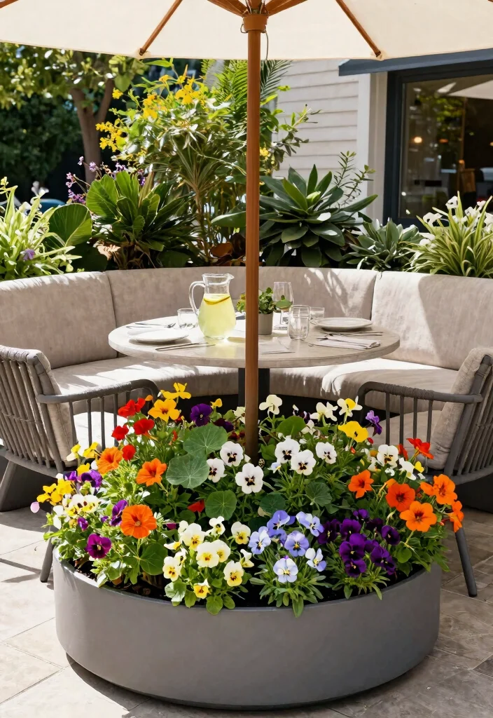 13 Clever Umbrella Base Planter Ideas Hide the Stand 4. Edible Flower Planter 0