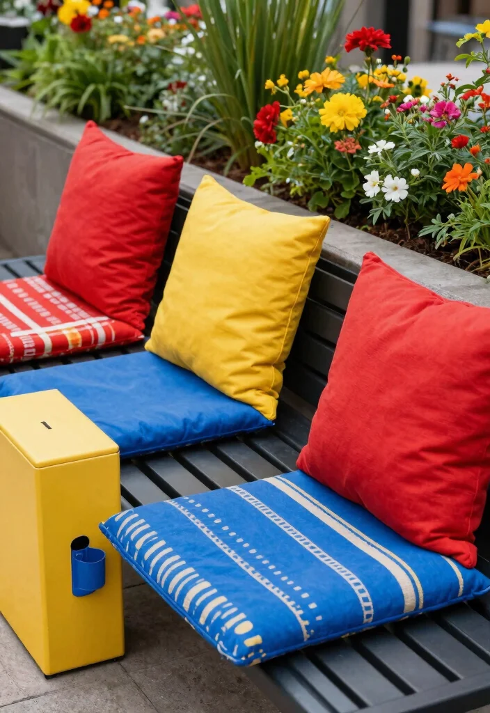 13 Cozy Outdoor Cushion Inspiration for Lounge Areas 2. Colorful Canvas Cushions 0