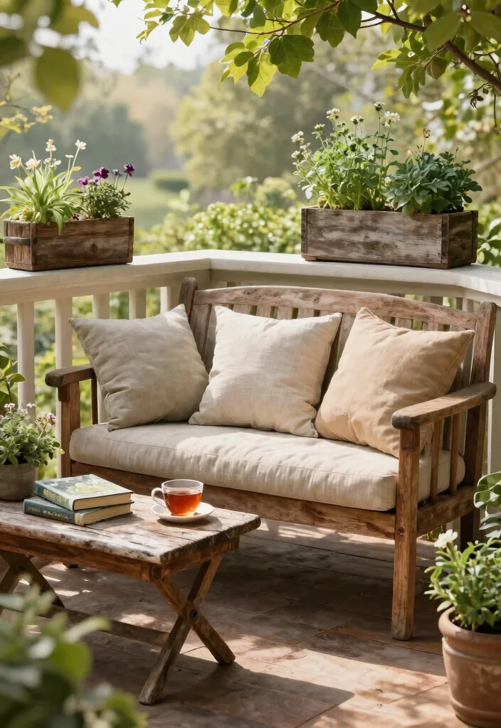 13 Cute Patio Loveseat Ideas for Small Balconies 9 13 Cute Patio Loveseat Ideas for Small Balconies 9. Rustic Charm with Wooden Loveseat 0