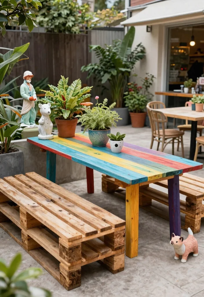 13 Dreamy Cafe Set Up Ideas for Your Backyard 13. DIY Garden Furniture with Personal Touches 0