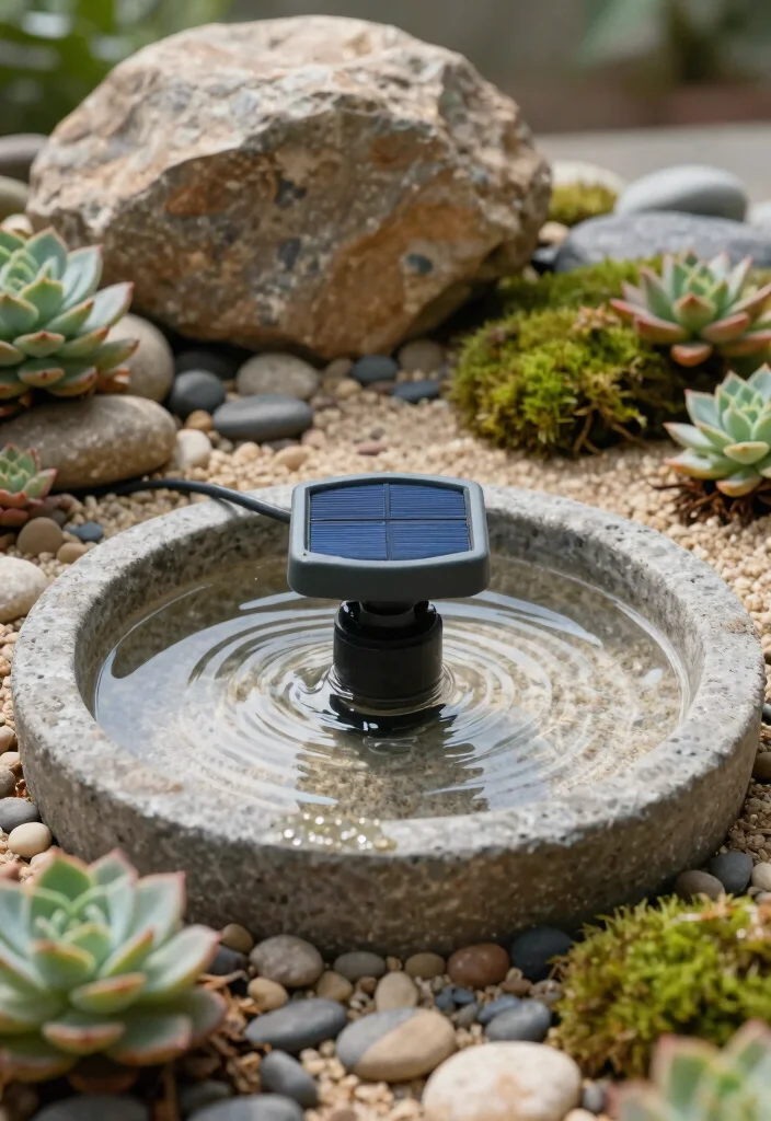 13 Easy DIY Water Feature Solar Fountain Ideas 10. Mini Zen Garden Fountain 0