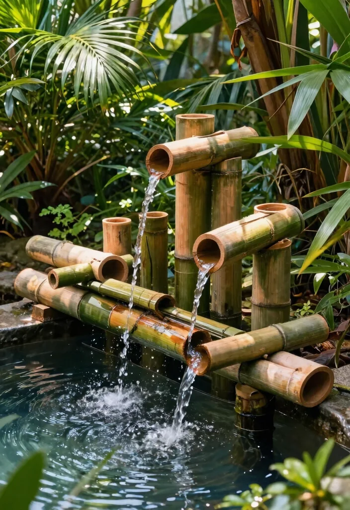 13 Easy DIY Water Feature Solar Fountain Ideas 9. Bamboo Water Feature 0