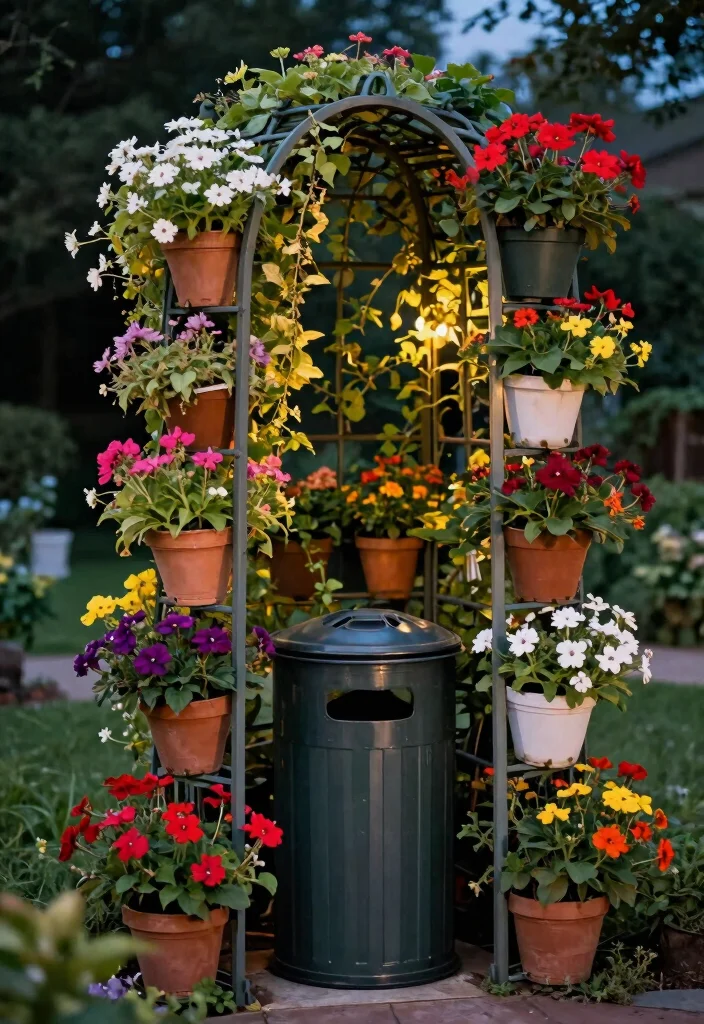 13 Genius Trash Can Hiding Ideas for Your Outdoor Setup 13. Trellis with Pots 0
