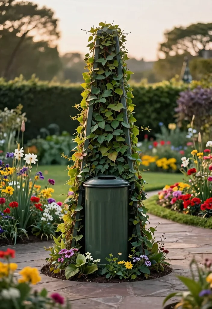 13 Genius Trash Can Hiding Ideas for Your Outdoor Setup 9. Garden Obelisk as Hiding Spot 0