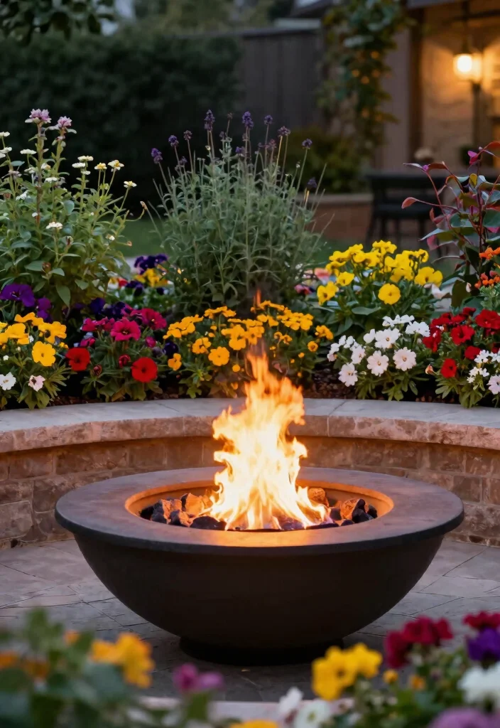 13 Luxury Fire and Water Bowl Ideas for a Resort Vibe 10. Fire Bowl with Surrounding Planters 0