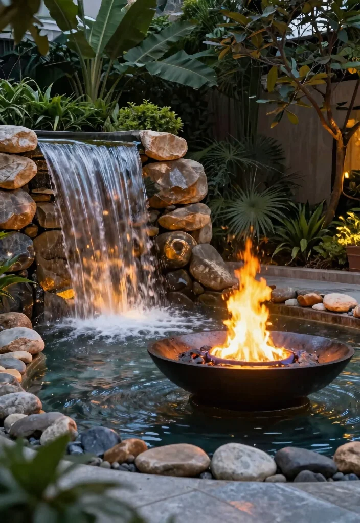13 Luxury Fire and Water Bowl Ideas for a Resort Vibe 12. Dual Fire and Water Feature 0