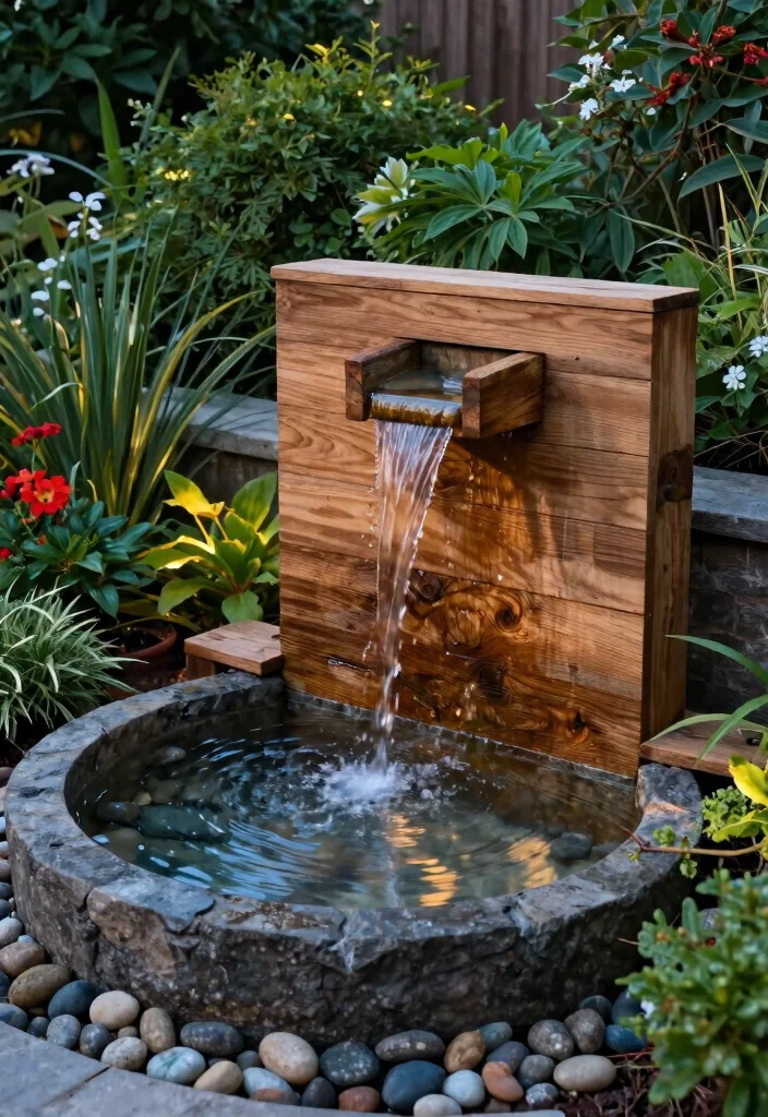 13 Luxury Fire and Water Bowl Ideas for a Resort Vibe 2. Reclaimed Wood Water Feature 0