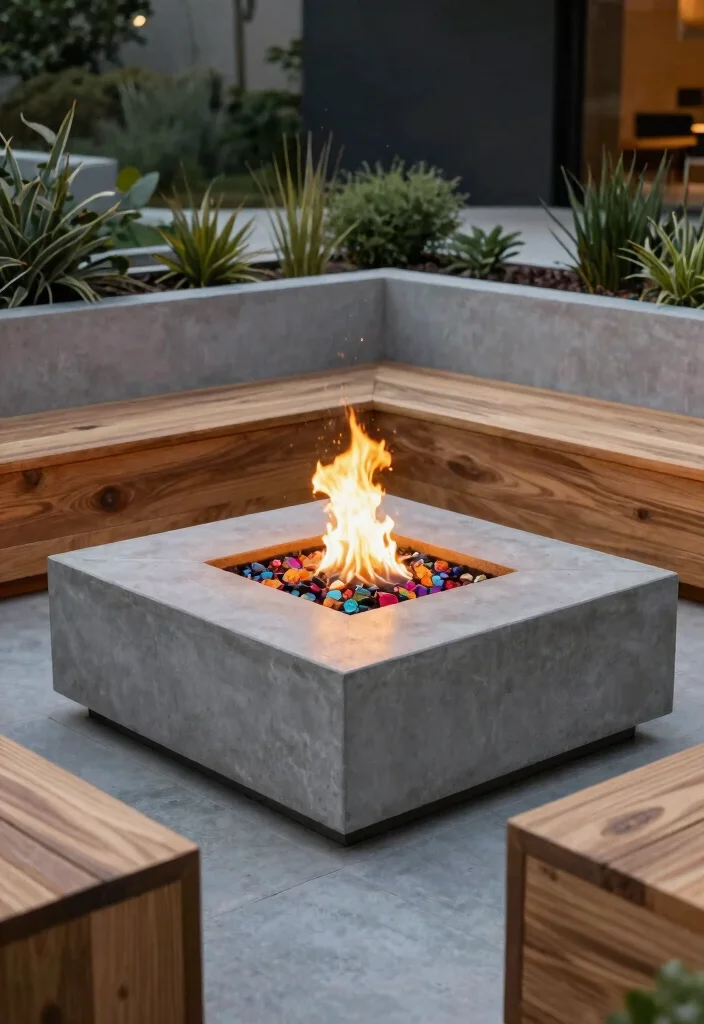 13 Luxury Fire and Water Bowl Ideas for a Resort Vibe 3. Modern Concrete Fire Pit 0