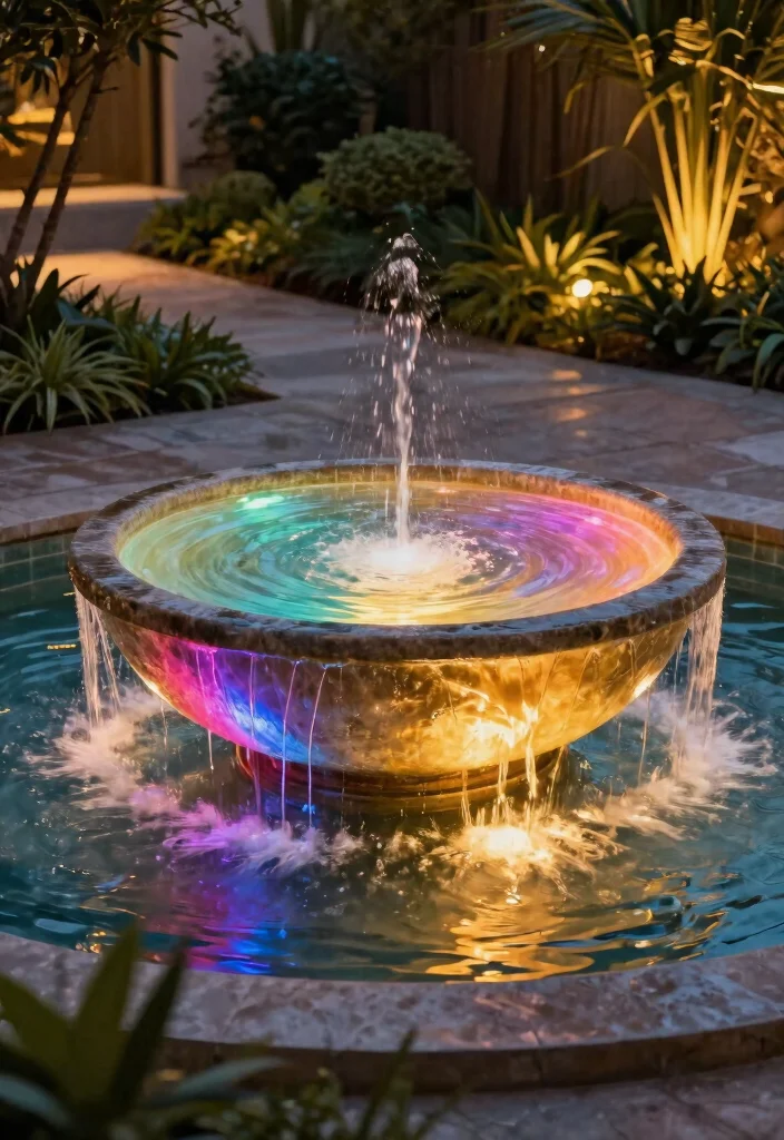 13 Luxury Fire and Water Bowl Ideas for a Resort Vibe 7. Water Bowl with Integrated Lighting 0