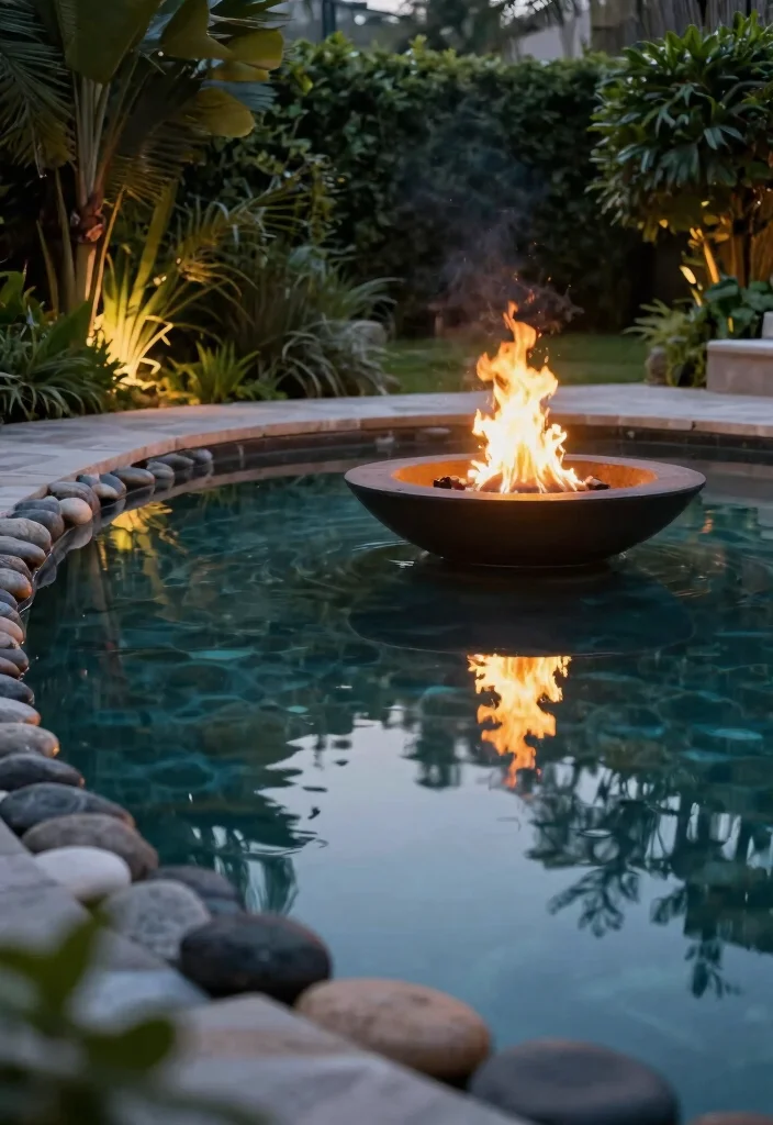 13 Luxury Fire and Water Bowl Ideas for a Resort Vibe 9. Reflecting Pool with Fire Bowl 0