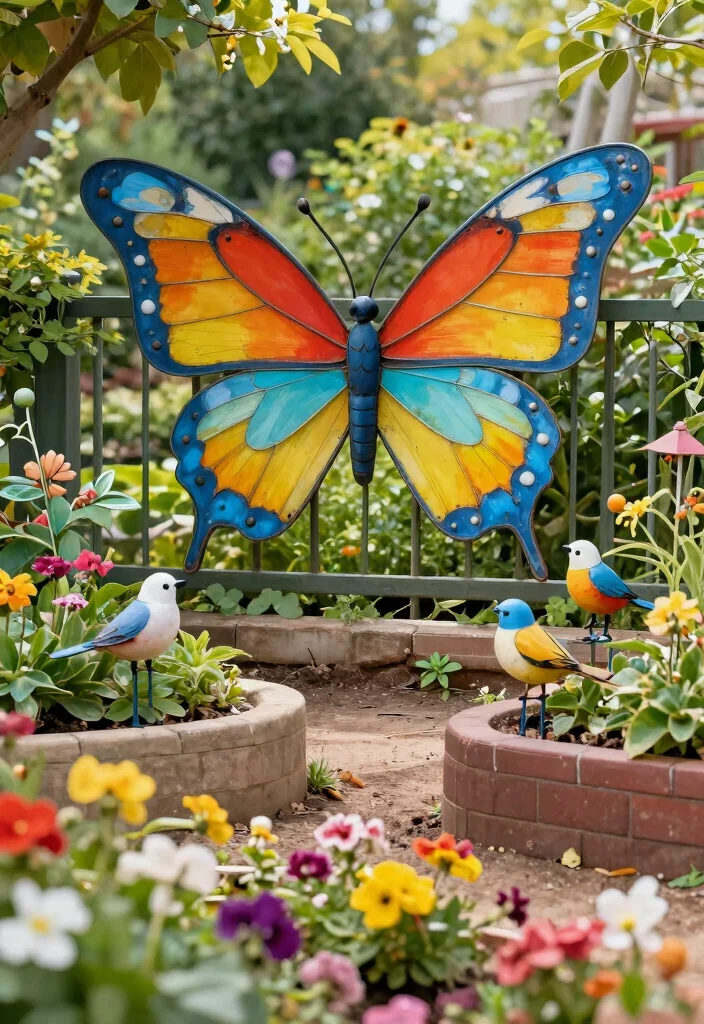 13 Modern Outdoor Wall Art Ideas Metal Designs 4. Whimsical Metal Animal Art 0