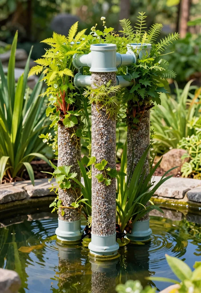 13 Natural Pond Bog Filter Ideas Eco Friendly 7. Vertical Bog Filter with PVC 0