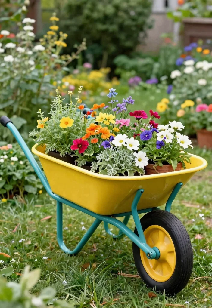 13 Practical Outdoor Shelving Ideas for Plant Displays 10 13 Practical Outdoor Shelving Ideas for Plant Displays 10. Wheelbarrow Shelving 0