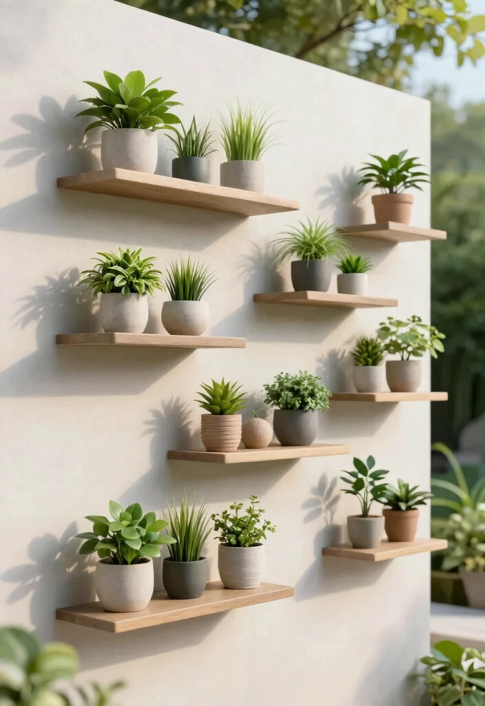 13 Practical Outdoor Shelving Ideas for Plant Displays 12 13 Practical Outdoor Shelving Ideas for Plant Displays 12. Floating Shelves 0