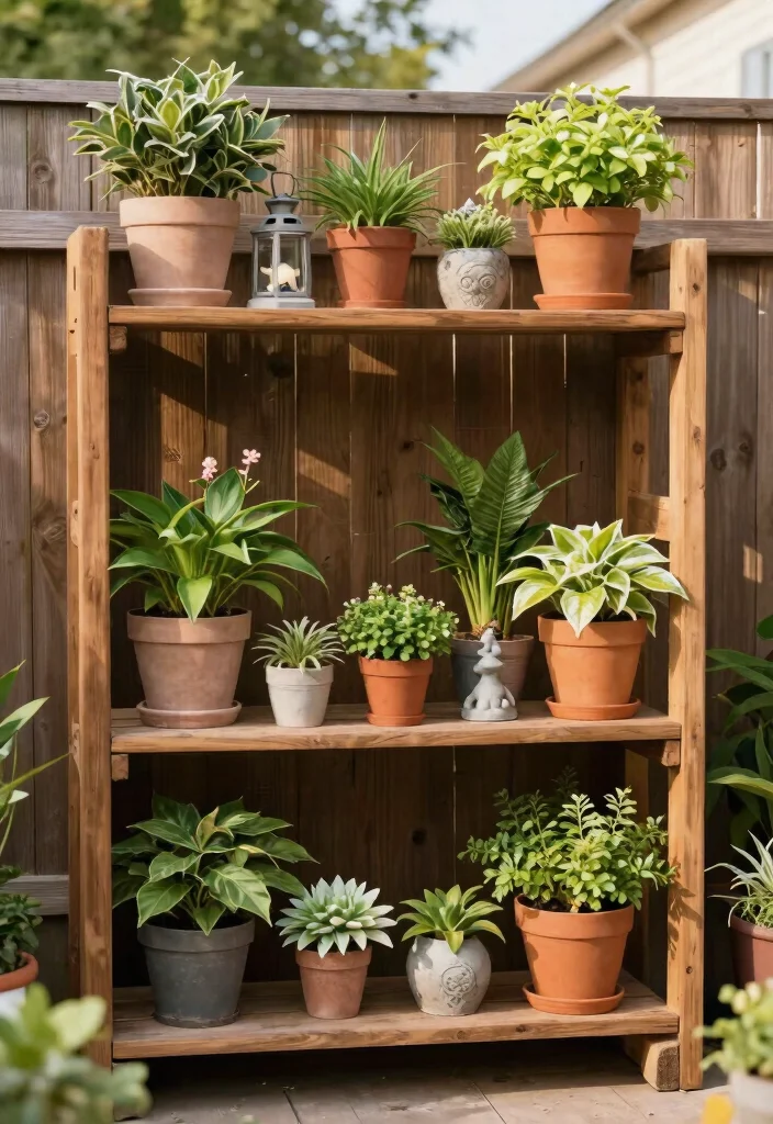 13 Practical Outdoor Shelving Ideas for Plant Displays 3 13 Practical Outdoor Shelving Ideas for Plant Displays 3. Open Shelving with a Rustic Touch 0