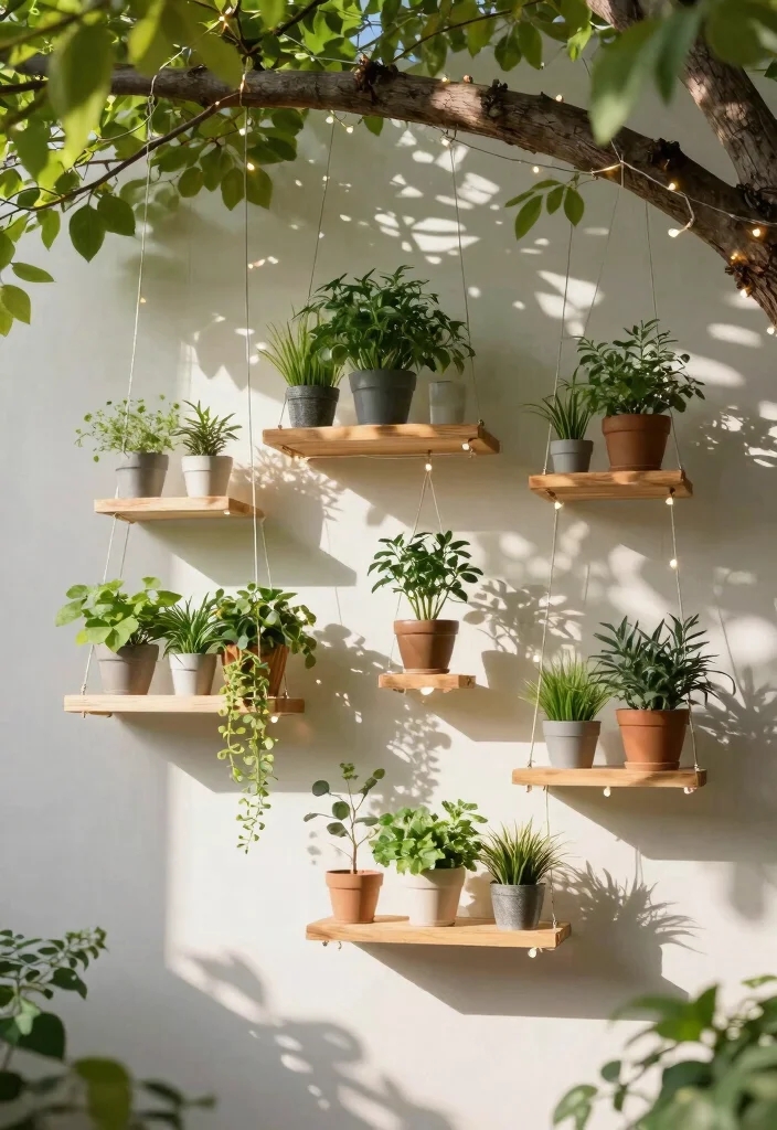 13 Practical Outdoor Shelving Ideas for Plant Displays 6 13 Practical Outdoor Shelving Ideas for Plant Displays 6. Hanging Shelves 0