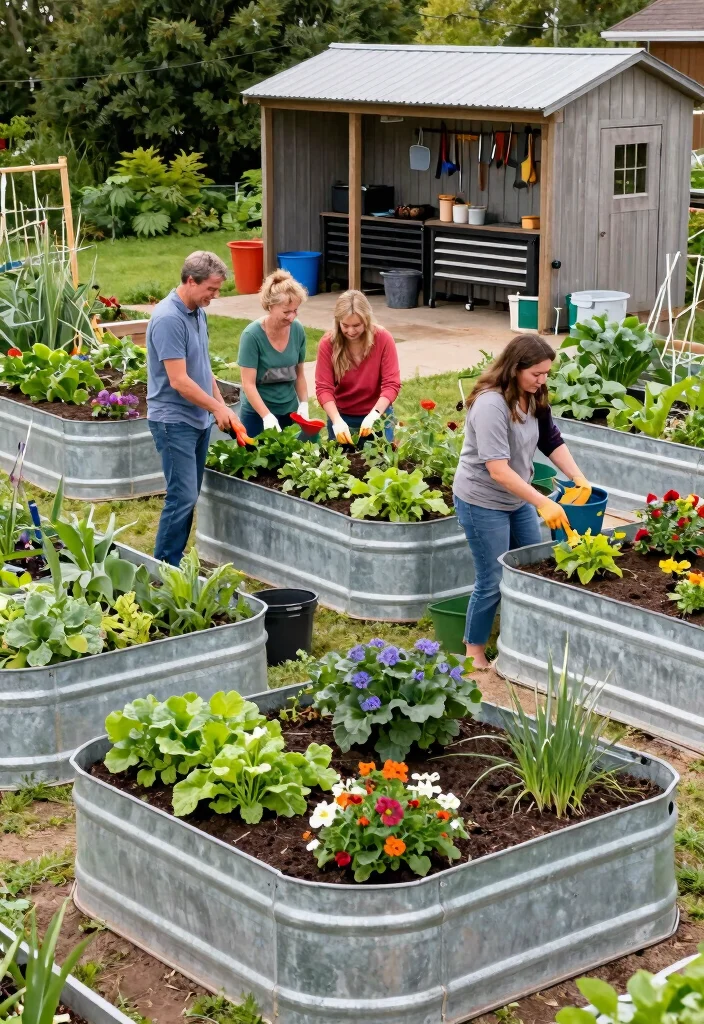 13 Rustic Raised Bed Garden Ideas Using Galvanized Metal 10. Galvanized Metal Raised Beds in a Community Garden 0