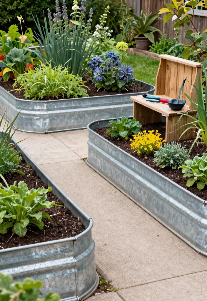 13 Rustic Raised Bed Garden Ideas Using Galvanized Metal 6. Rustic Galvanized Metal Garden Edging 0