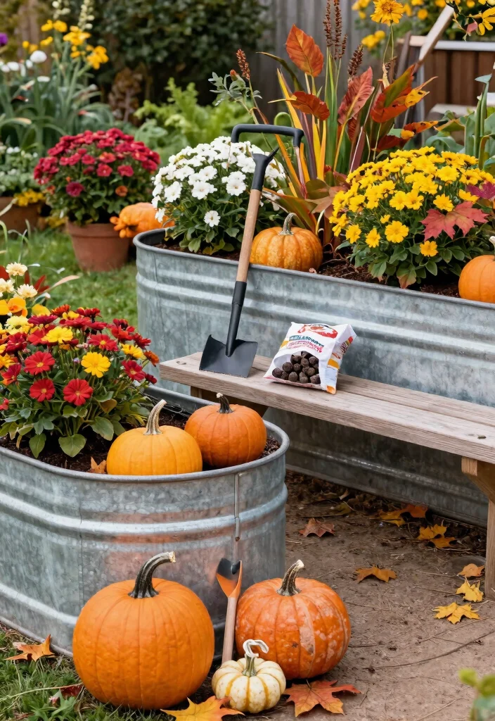 13 Rustic Raised Bed Garden Ideas Using Galvanized Metal 9. Galvanized Raised Beds with Seasonal Decor 0