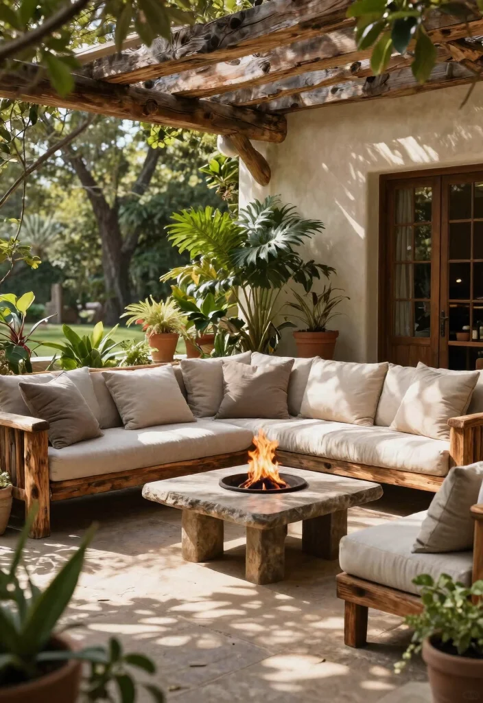 13 Stunning Patio Couch Inspiration Photos Designer Look 4. Rustic Retreat Wood and Stone 0
