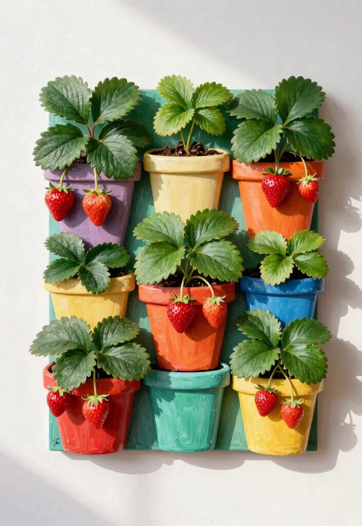 13 Sweet Strawberry Planter Ideas for Vertical Gardens 7. Strawberry Wall Art Planter 0