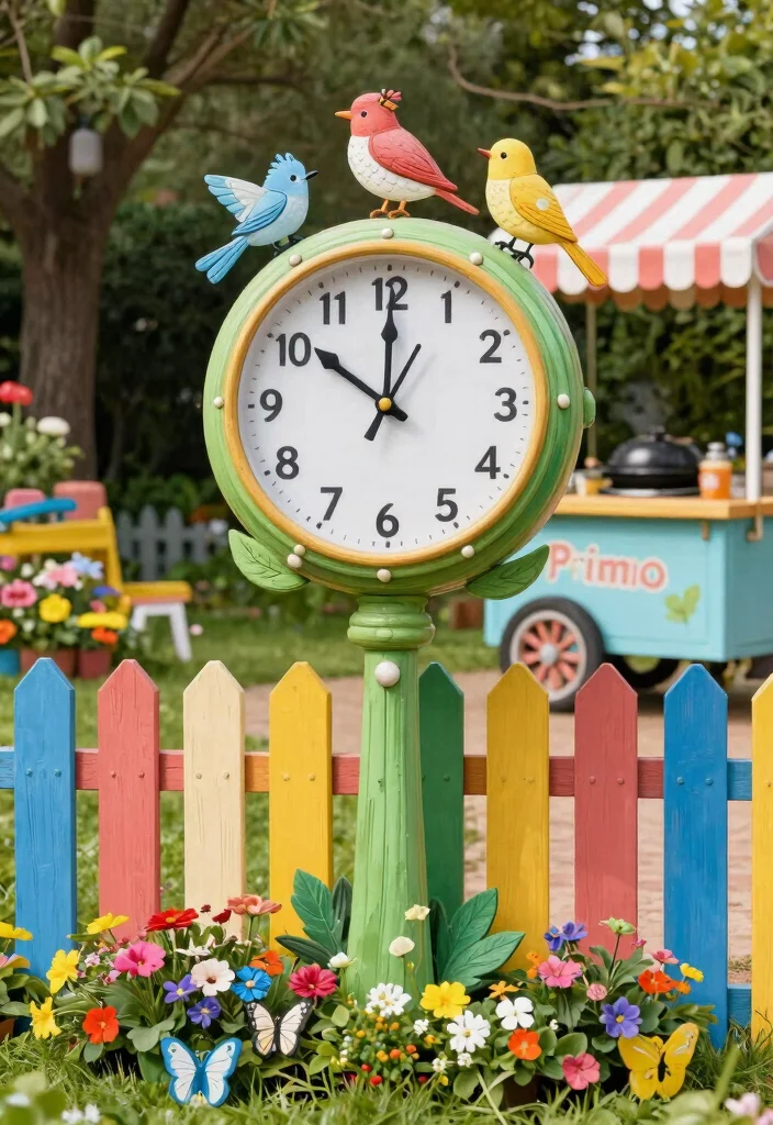 13 Unique Outdoor Clock Inspiration Photos to Pin 10. Whimsical Clock with Animal Motifs 0